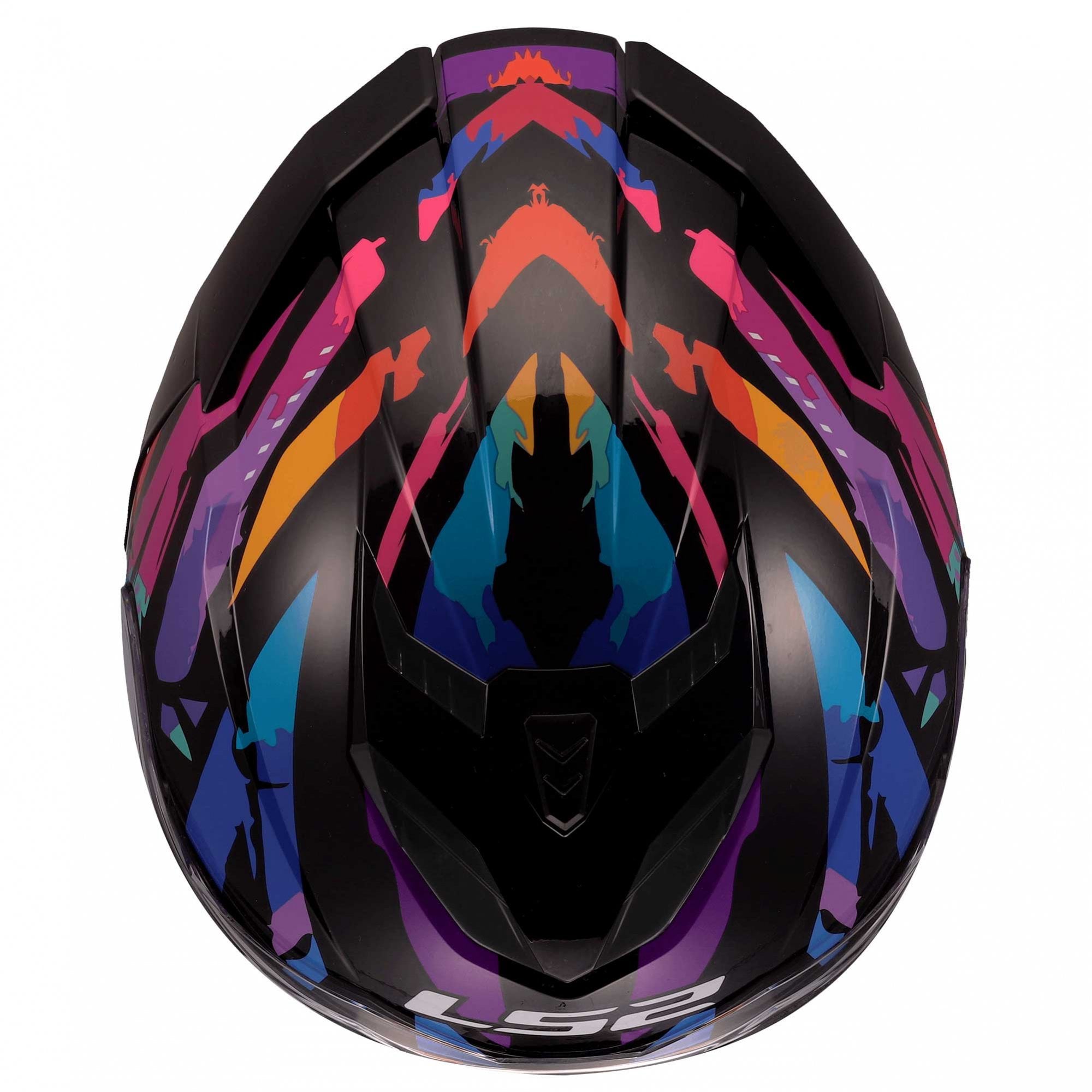 LS2 Motorcycle Road | Urban Helmet - FF818 Storm 3 KAOS (Black/Purple/Pink/Blue)