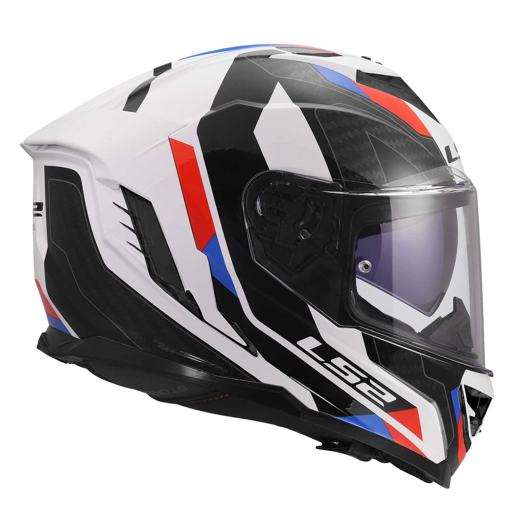 LS2 Motorcycle Road | Urban Helmet - FF818 Storm 3 SPORTY (White/Blue/Red)