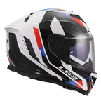 LS2 Motorcycle Road | Urban Helmet - FF818 Storm 3 SPORTY (White/Blue/Red)