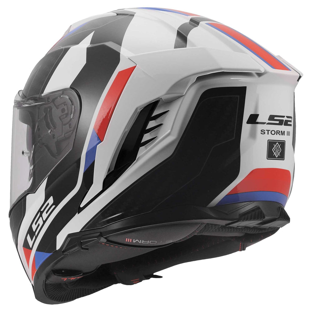 LS2 Motorcycle Road | Urban Helmet - FF818 Storm 3 SPORTY (White/Blue/Red)