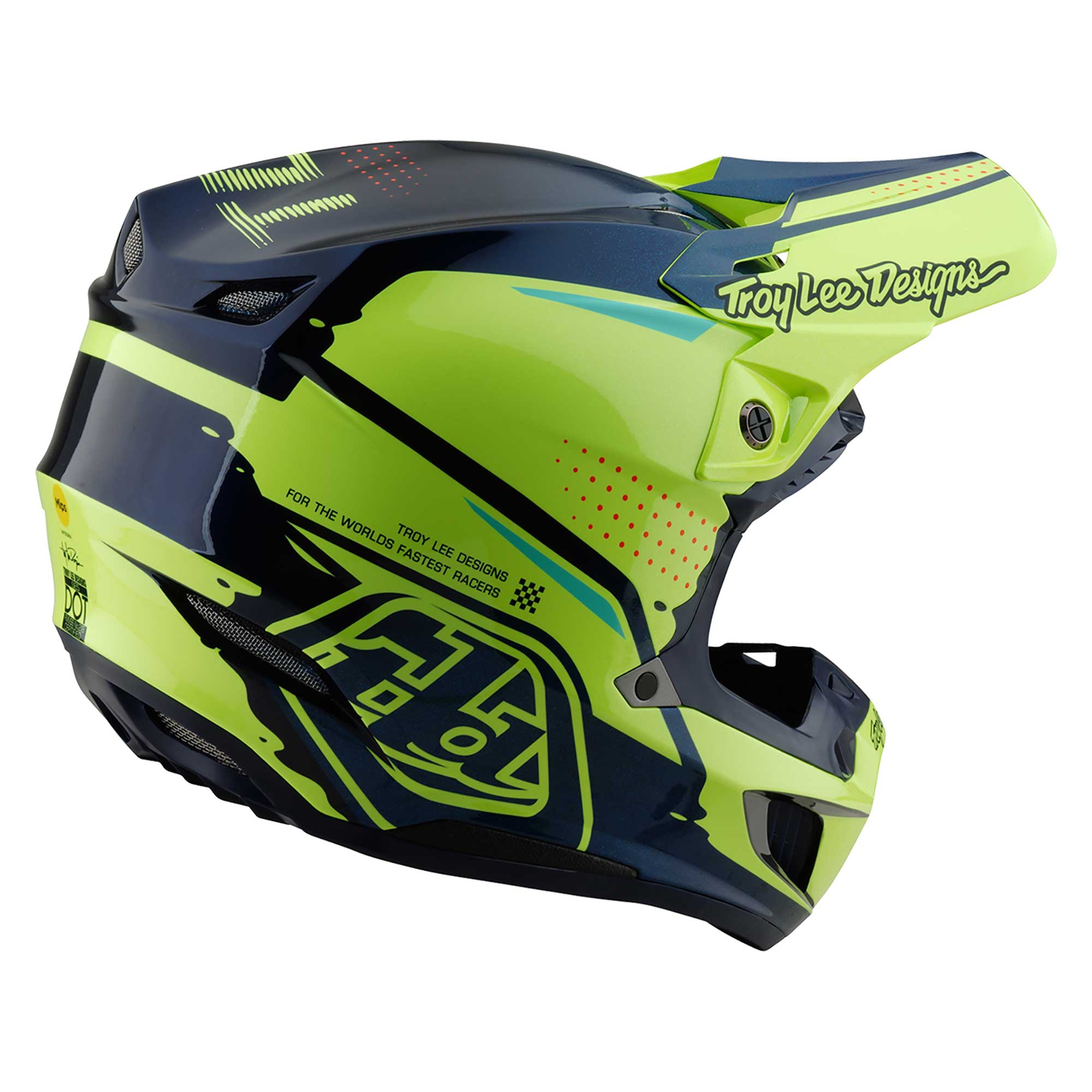 Troy Lee Motocross Helmet - SE5 Composite MIPS Integra - Drip (Fluo Yellow/Blue)