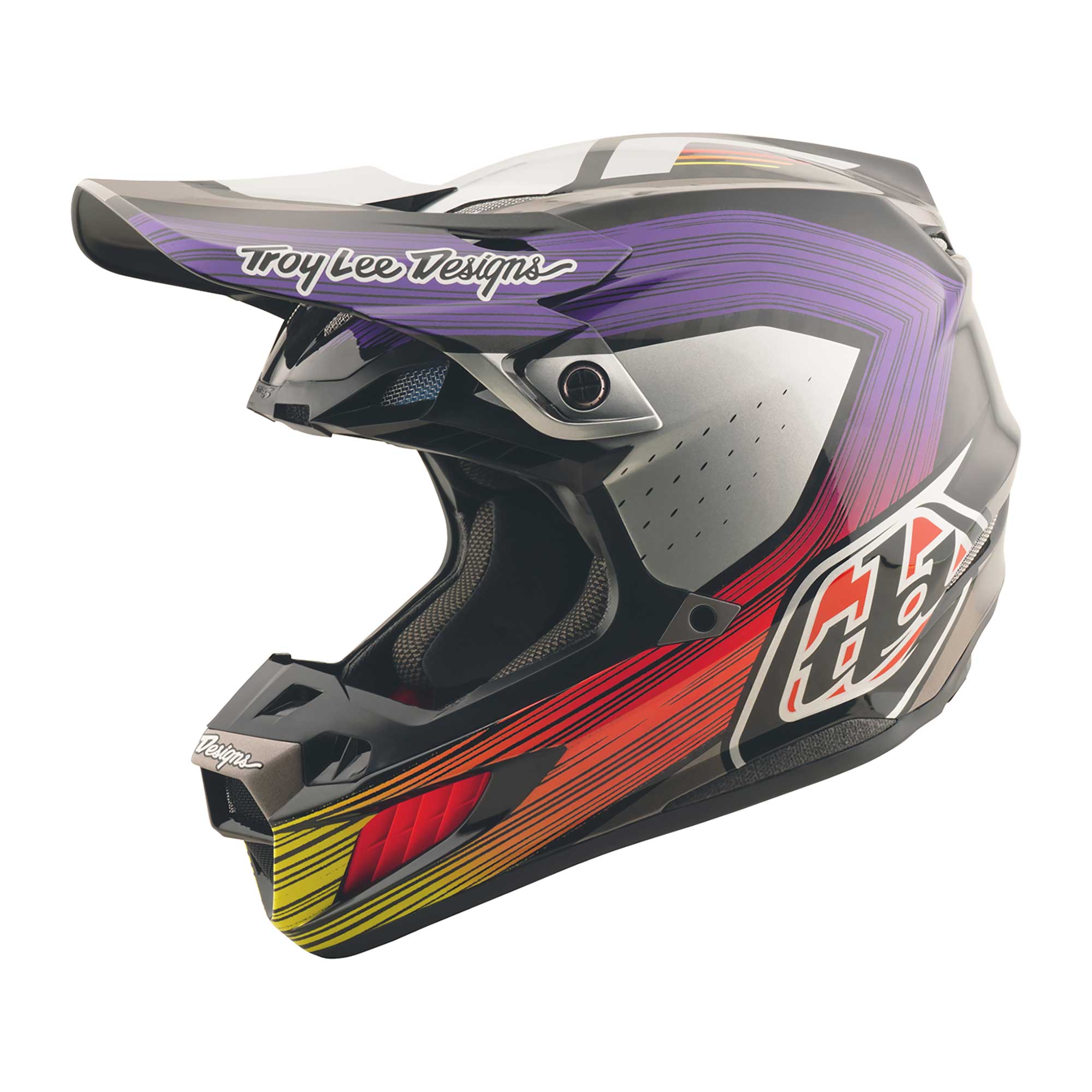 Troy Lee Motocross Helmet - SE5 Carbon MIPS - STRIPES (Black/Purple)