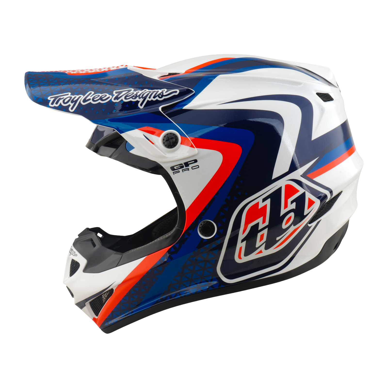 Troy Lee Designs GP Pro MIPS SLIDES MX | Enduro Helmet (White/Blue)