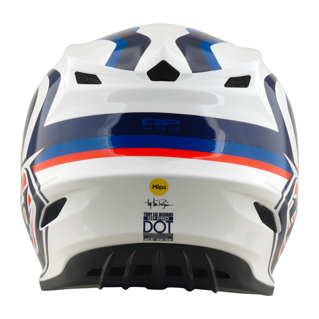 Troy Lee Designs GP Pro MIPS SLIDES MX | Enduro Helmet (White/Blue)