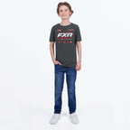 FXR Youth T-Shirt - Race Division Premium Tee (Asphalt/Heather/Red)