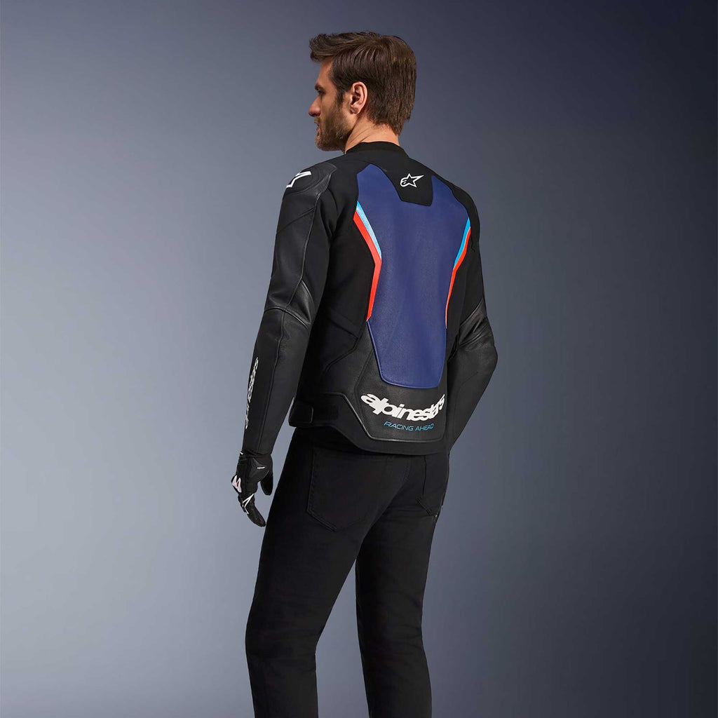 Alpinestars GP FORCE V2 Motorcycle Leather Sports Jacket (Black/Blue/Red Fluo)