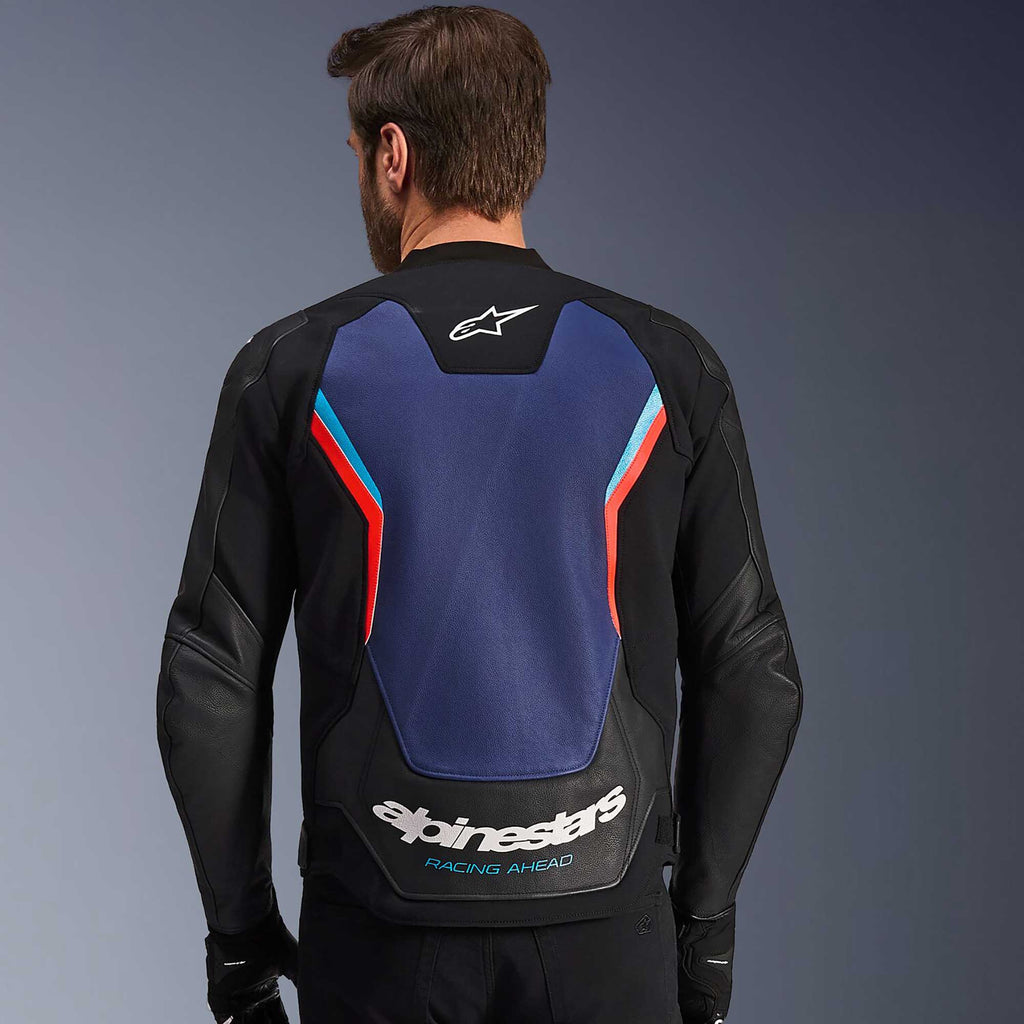 Alpinestars GP FORCE V2 Motorcycle Leather Sports Jacket (Black/Blue/Red Fluo)