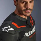 Alpinestars GP FORCE V2 Airflow Motorcycle Leather Jacket (Black/Red Fluo)
