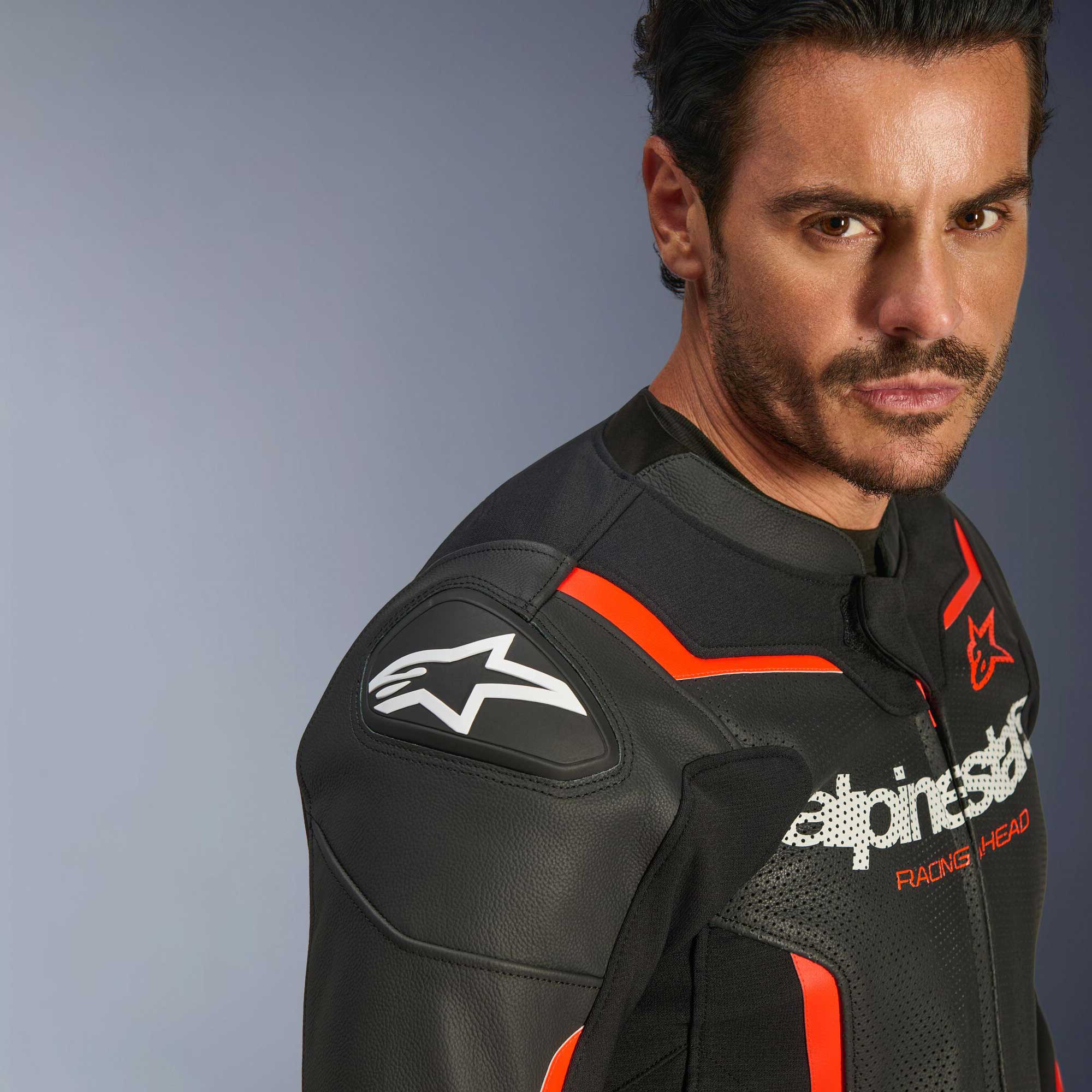 Alpinestars GP FORCE V2 Airflow Motorcycle Leather Jacket (Black/Red Fluo)