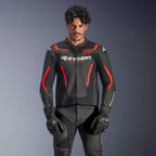 Alpinestars GP FORCE V2 Airflow Motorcycle Leather Jacket (Black/Red Fluo)