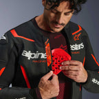 Alpinestars GP FORCE V2 Airflow Motorcycle Leather Jacket (Black/Red Fluo)