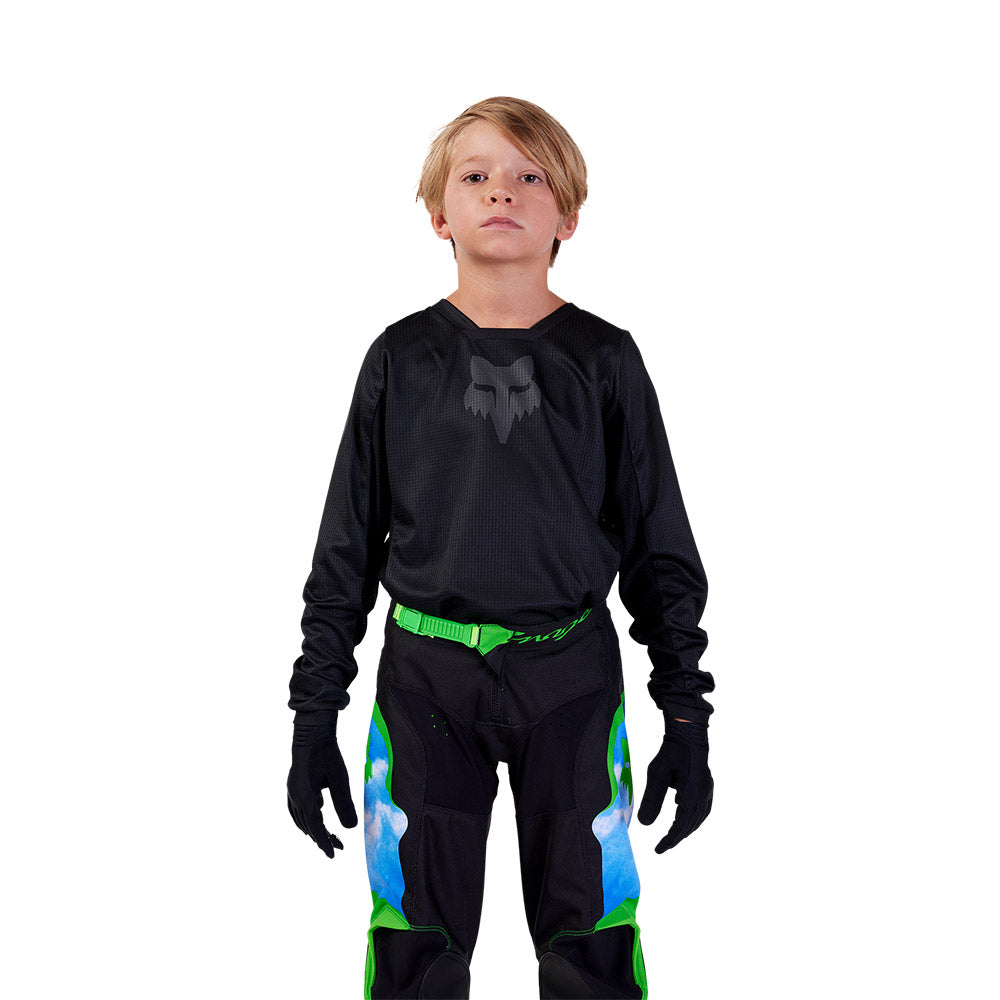 FOX Racing Youth 180 BLACKOUT MX Jersey (Black/Black)