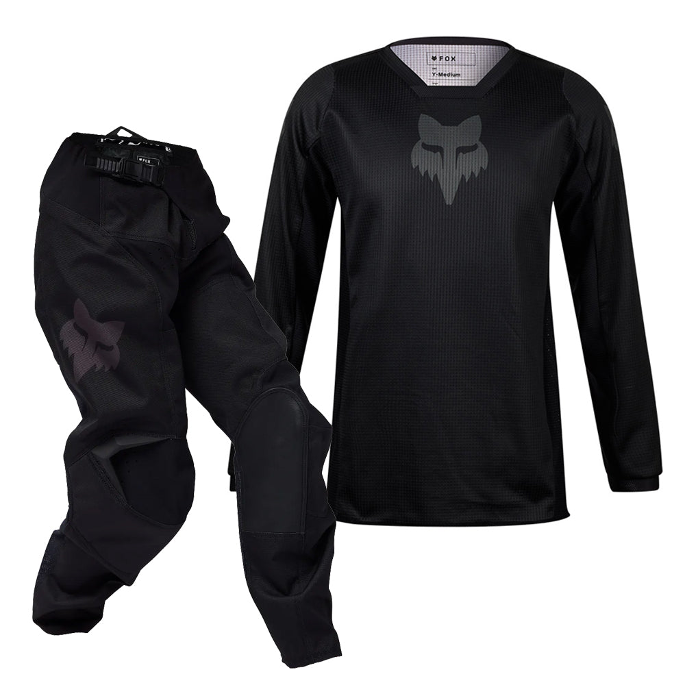 FOX Racing Youth 180 Blackout MX Gear Set (Black/Black)