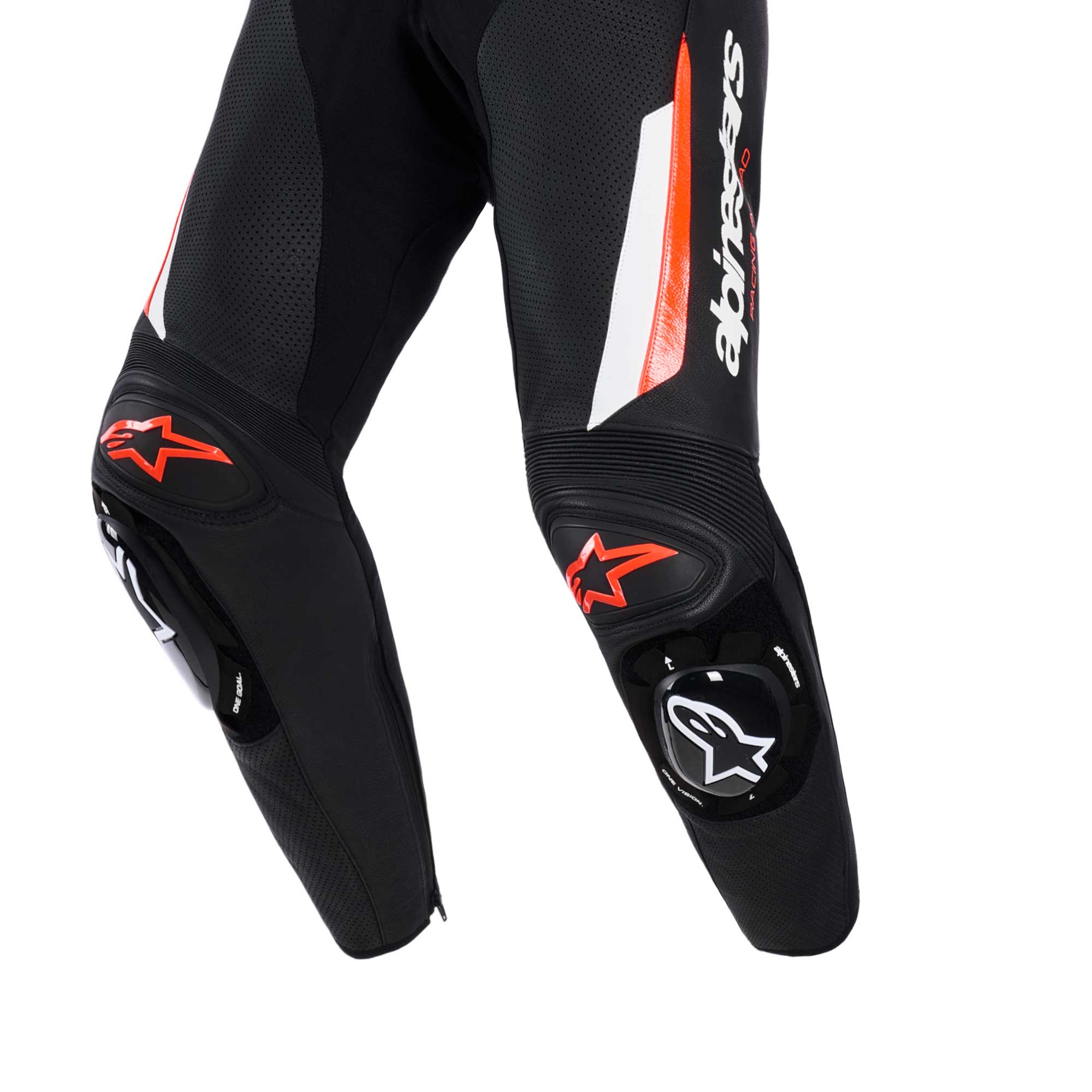 Alpinestars GP Force V2 Motorcycle Leather Race 1pc Suit (Black/White/Red Fluo)