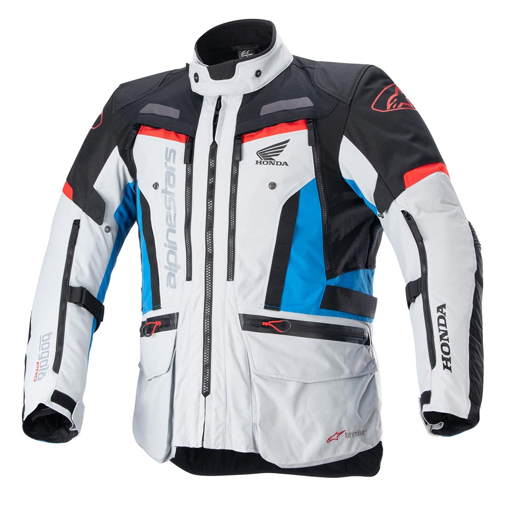 Alpinestars Honda Bogota PRO Drystar Motorcycle Adventure Textile Jacket (Ice Gray/Blue/Bright Red)