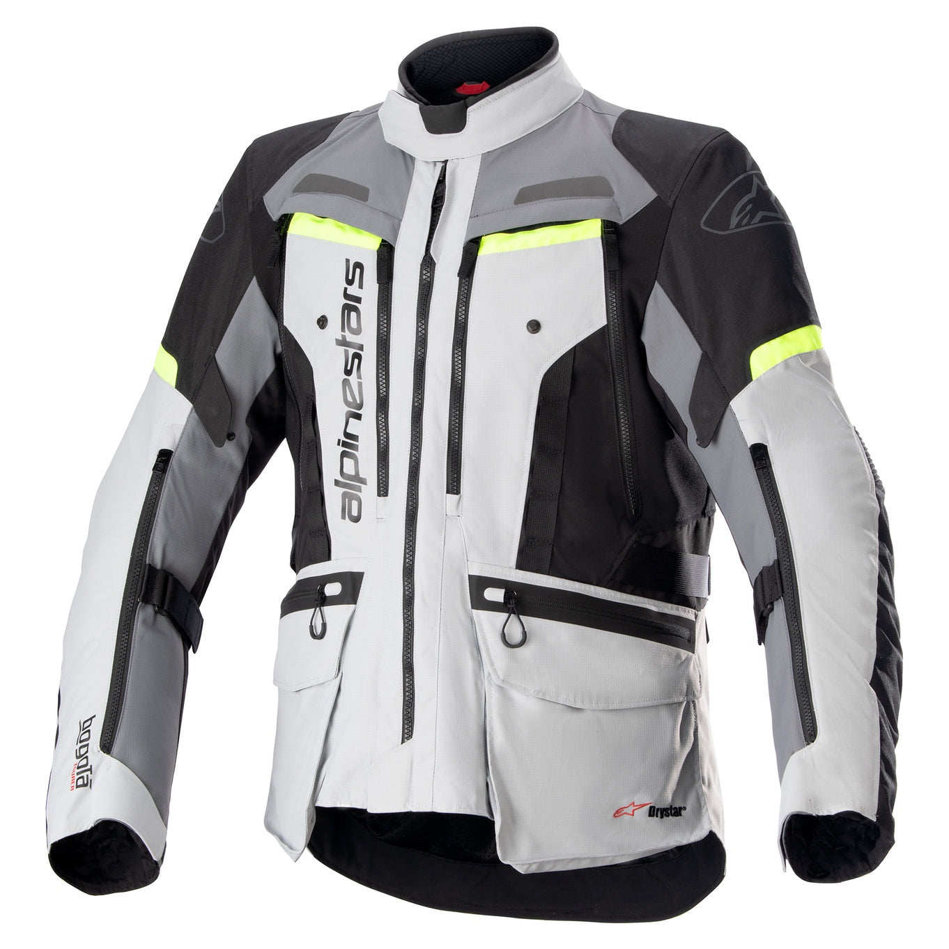Alpinestars Bogota Pro Drystar Motorcycle Adventure | Touring Textile Jacket (Ice Grey/Dark Grey/Yellow Fluo)