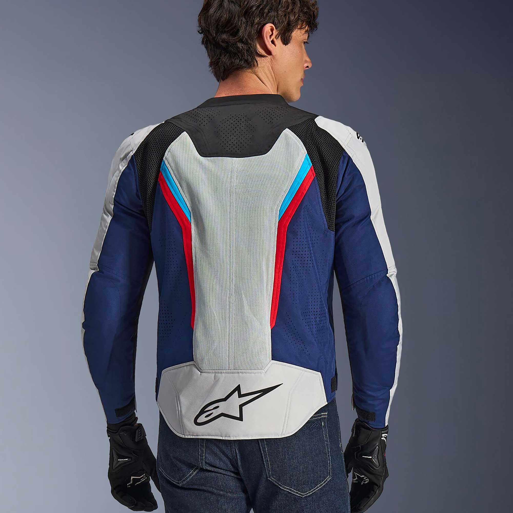 Alpinestars AST V3 AIR Motorcycle Vented Jacket (Silver/Deep Blue/Bright Red)