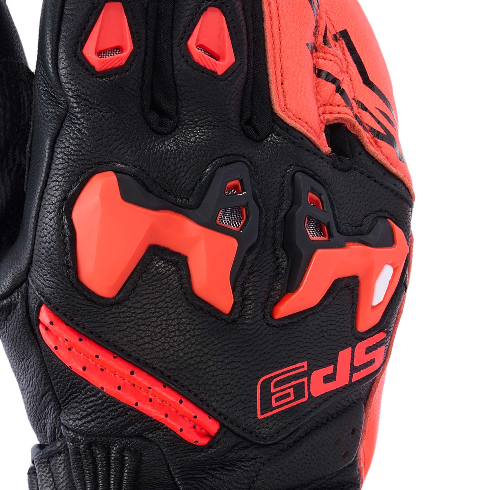 Alpinestars SP-9 Motorcycle Sports Leather Gloves (Black/Red Fluo)