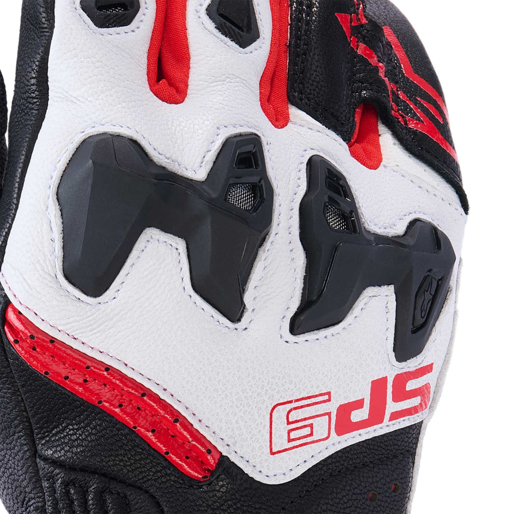 Alpinestars SP-9 Motorcycle Sports Leather Gloves (Black/White/Bright Red)