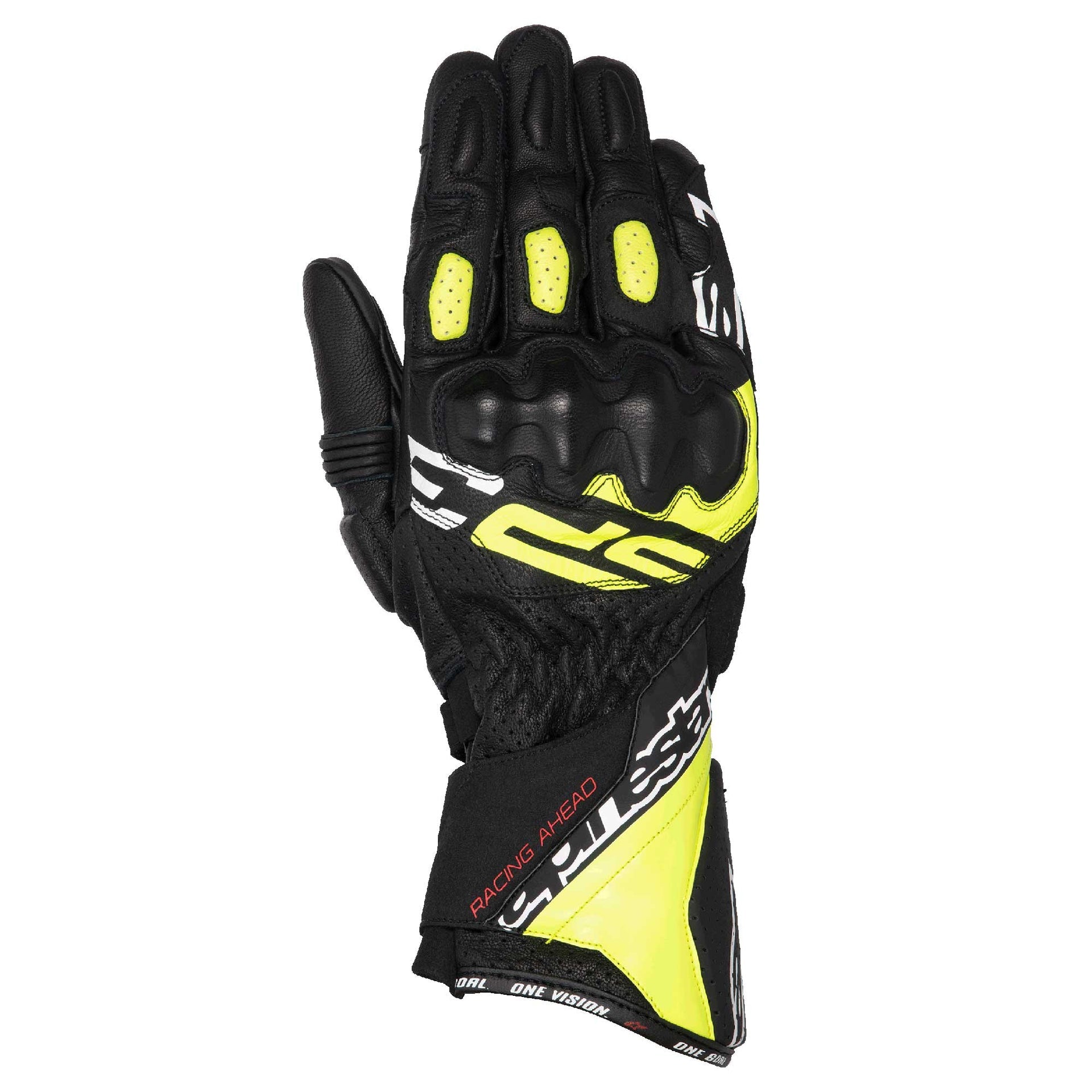 Alpinestars SP-3 Motorcycle Sports Leather Gloves (Black/Yellow Fluo/White)