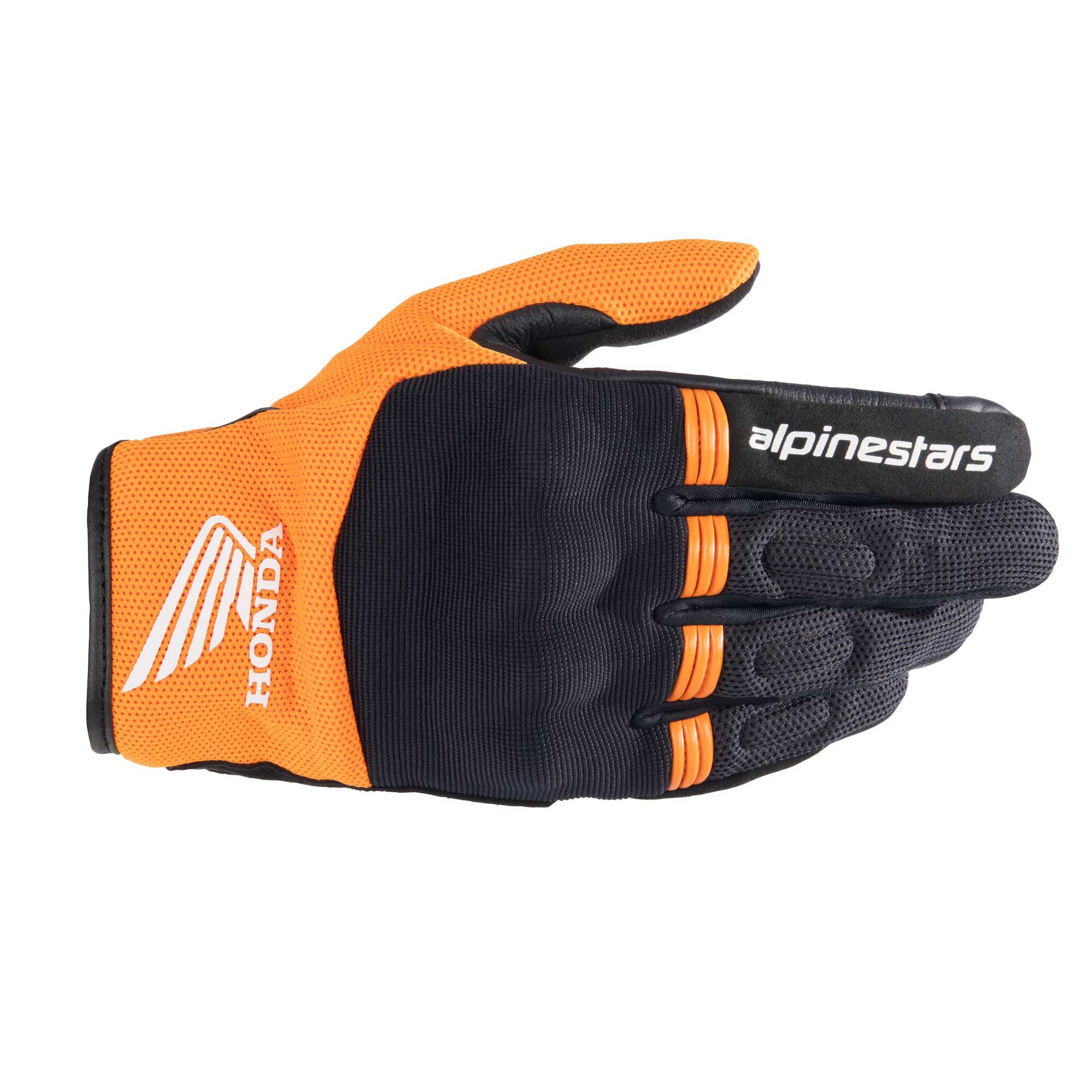 Alpinestars Honda Copper Motorcycle Short Textile Gloves (Black/Orange)