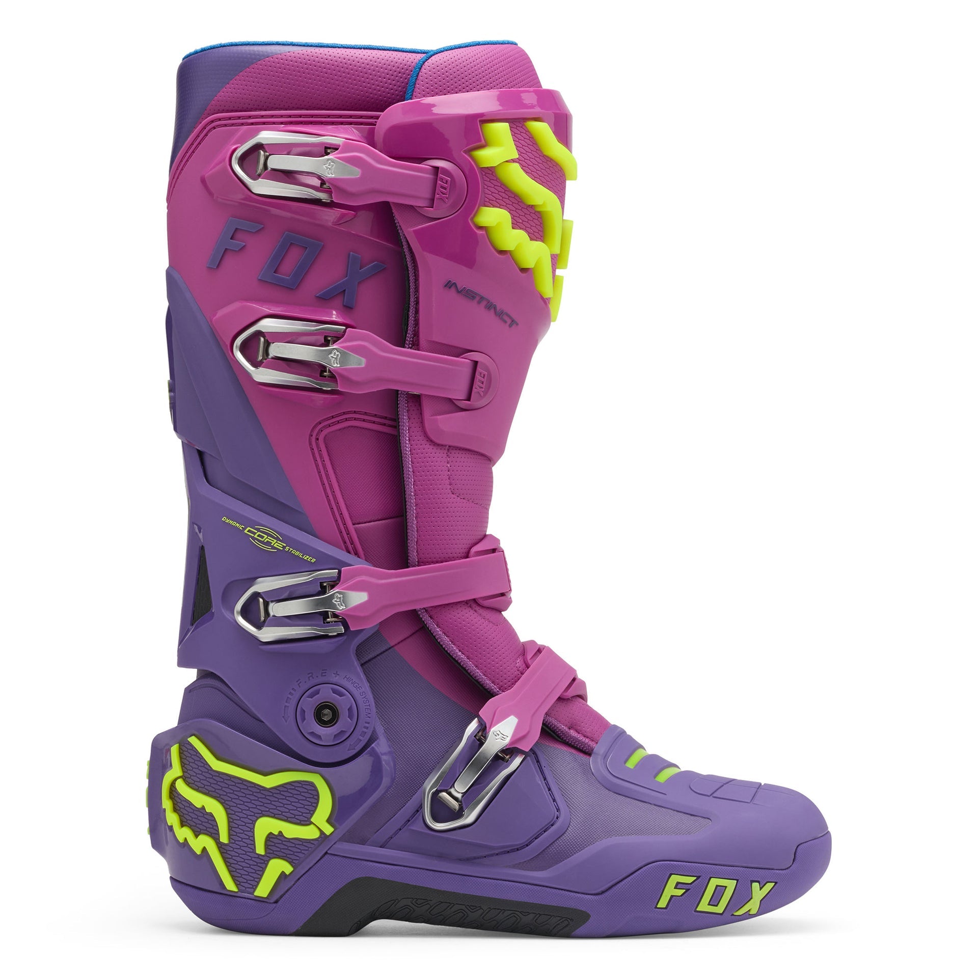 FOX Racing INSTINCT 2.0 Motocross Boots (Purple Lava/Yellow Fluo