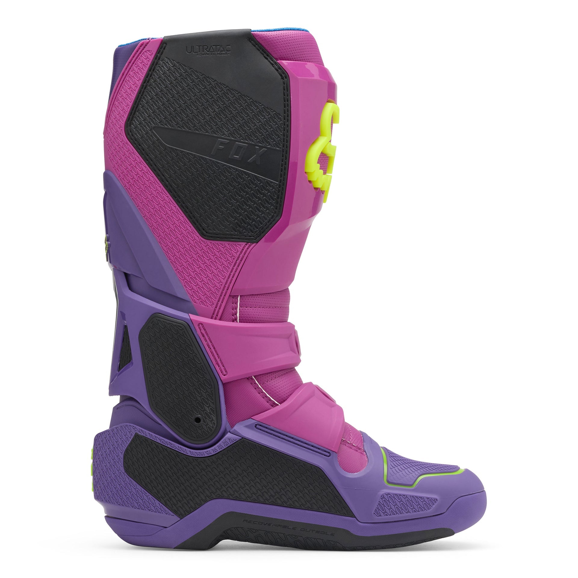 FOX Racing INSTINCT 2.0 Motocross Boots (Purple Lava/Yellow Fluo