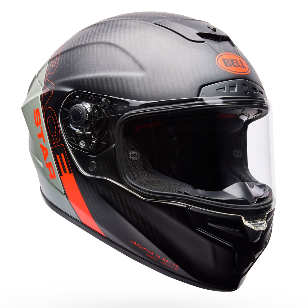 BELL Racestar DLX FLEX Strike Race | Road Helmet *Pro Tint Visor Inc* (Carbon/Grey/Orange)