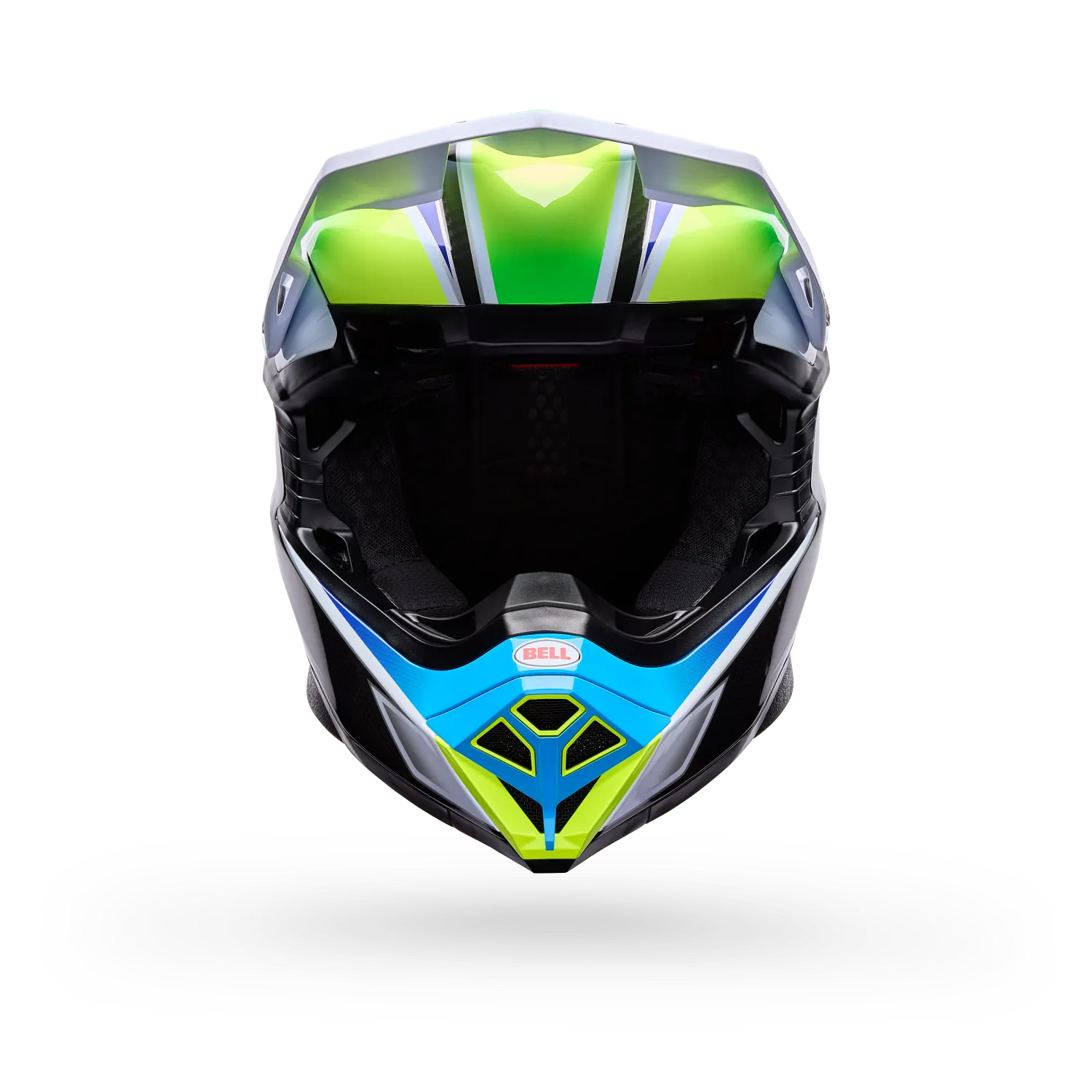 BELL Moto-10 SPHERICAL GRID MX | Enduro Helmet (Carbon/White/Blue/Green)