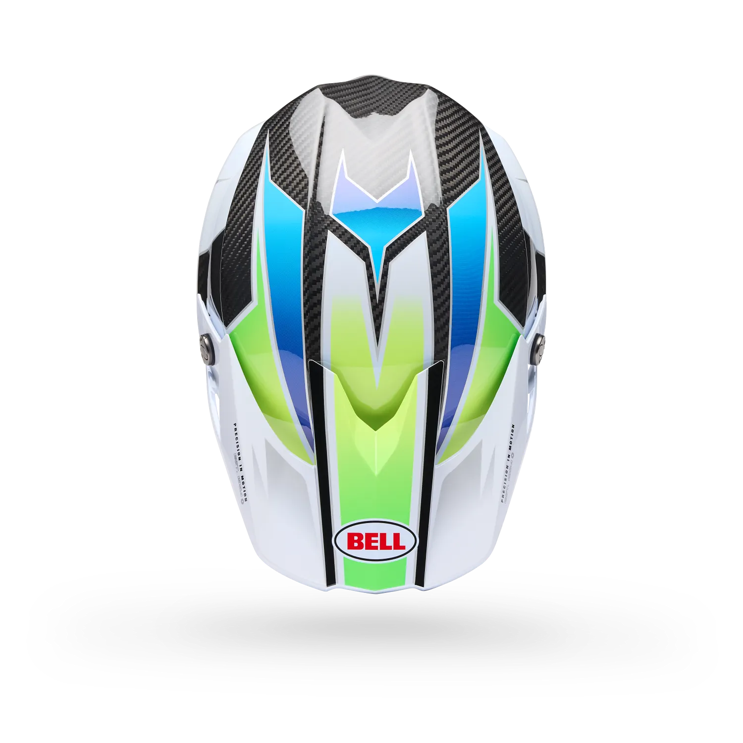 BELL Moto-10 SPHERICAL GRID MX | Enduro Helmet (Carbon/White/Blue/Green)