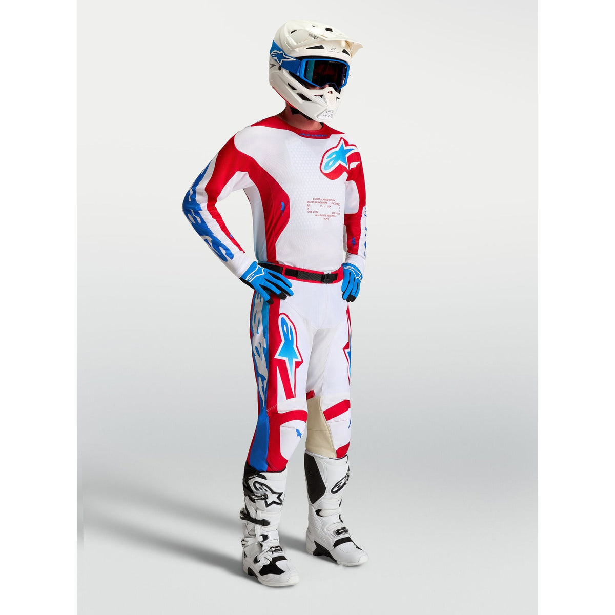 Alpinestars Racer HUNT MX Pants (White/Fire Red/Ucla Blue)