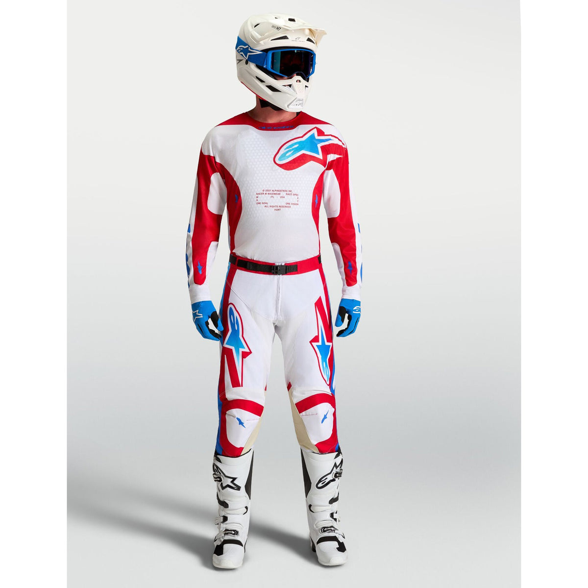 Alpinestars Racer HUNT MX Pants (White/Fire Red/Ucla Blue)