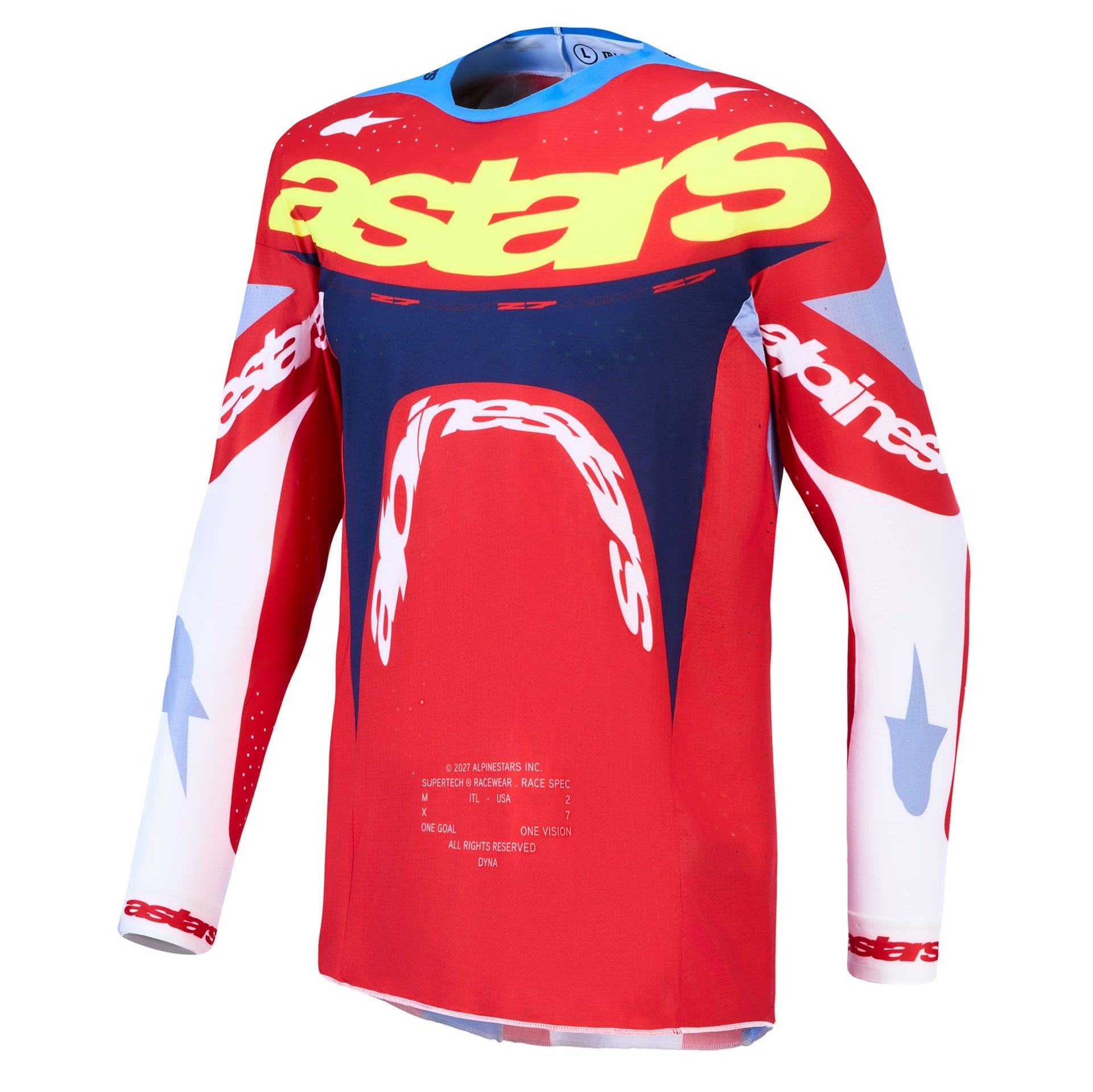 Alpinestars Youth Supertech DYNA MX Jersey (Fire Red/White/Navy Blue)