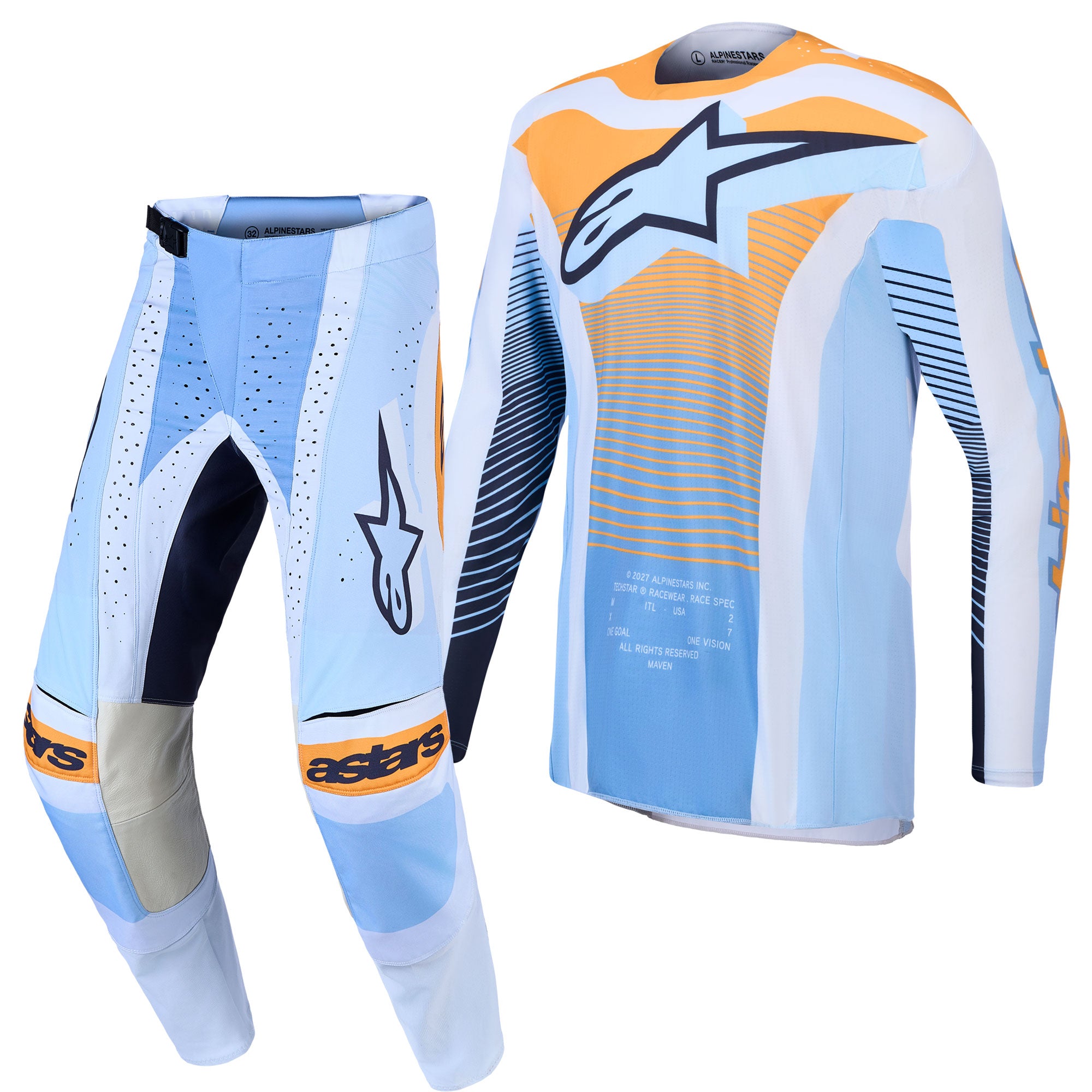 Alpinestars Techstar MAVEN MX Kit Deal (Dust Blue/Tangerine/Black)
