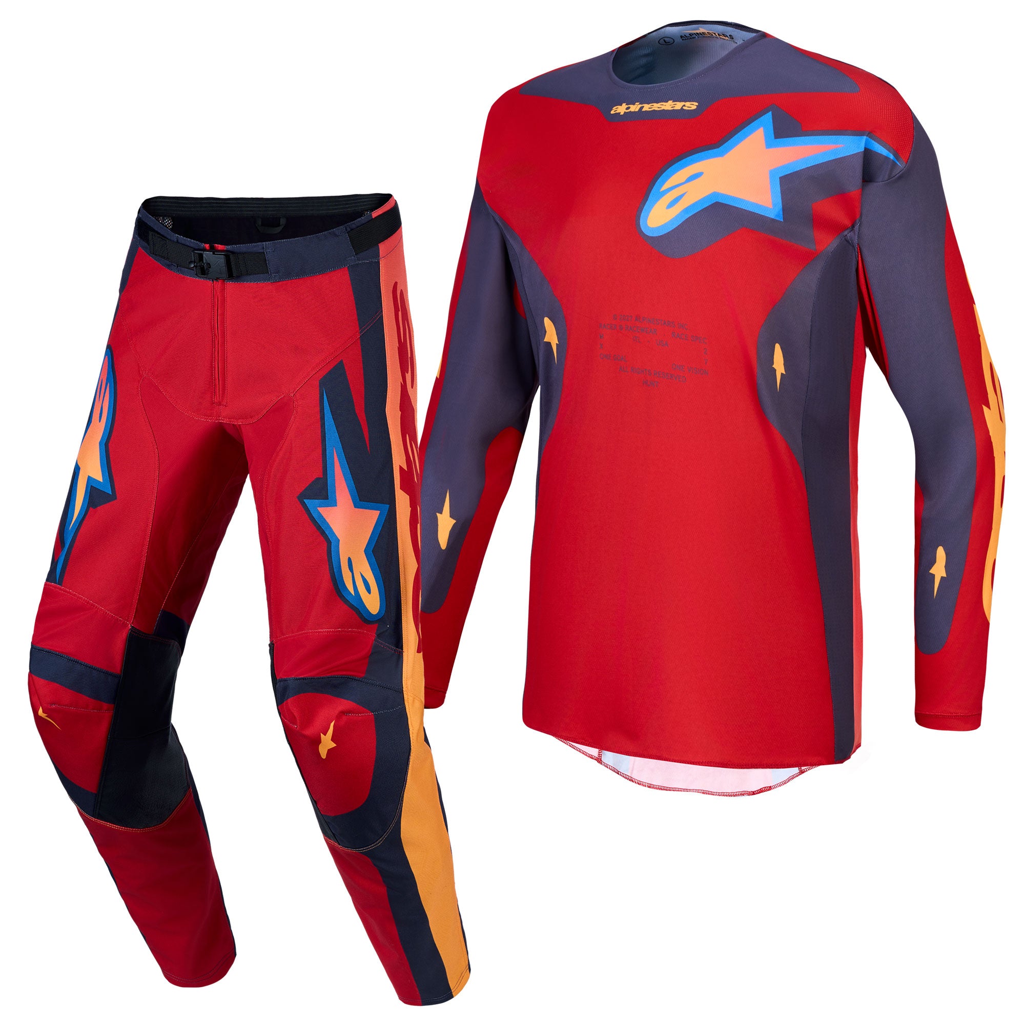 Alpinestars Racer HUNT MX Kit Deal (Fire Red/Graystone/Hot Coral)