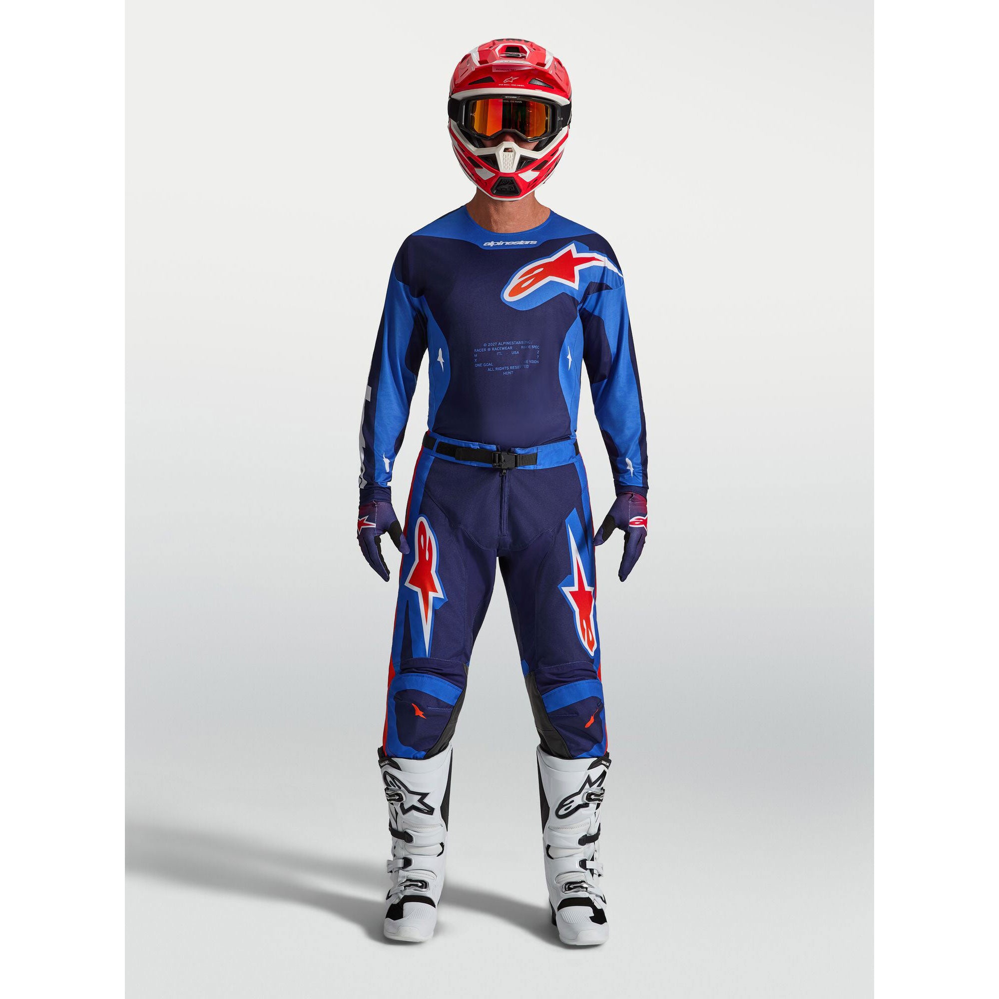 Alpinestars Racer HUNT MX Kit Deal (Strong Blue/Deep Blue/Fire Red)