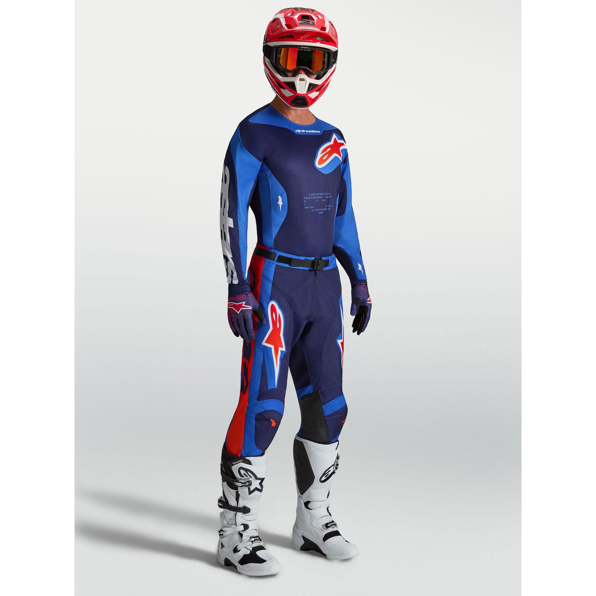 Alpinestars Racer HUNT MX Kit Deal (Strong Blue/Deep Blue/Fire Red)