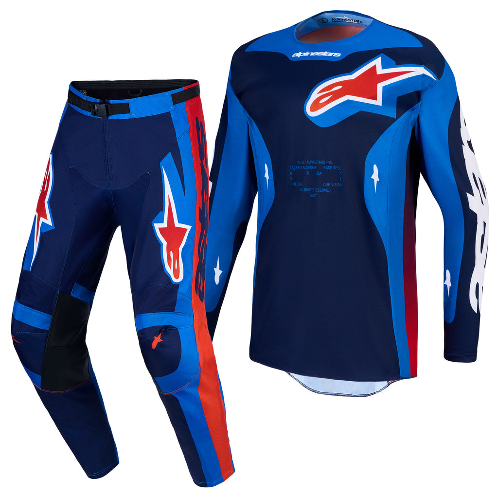 Alpinestars Racer HUNT MX Kit Deal (Strong Blue/Deep Blue/Fire Red)