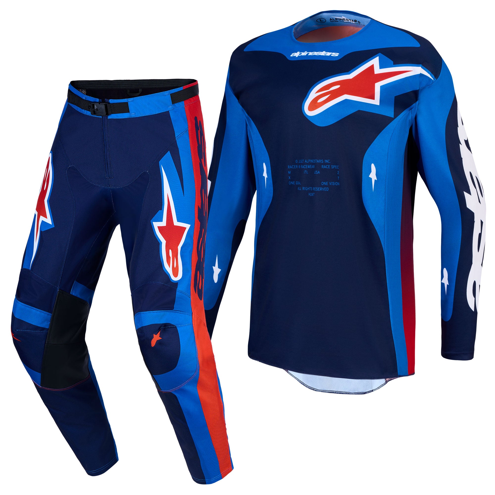 Alpinestars Racer HUNT MX Kit Deal (Strong Blue/Deep Blue/Fire Red)