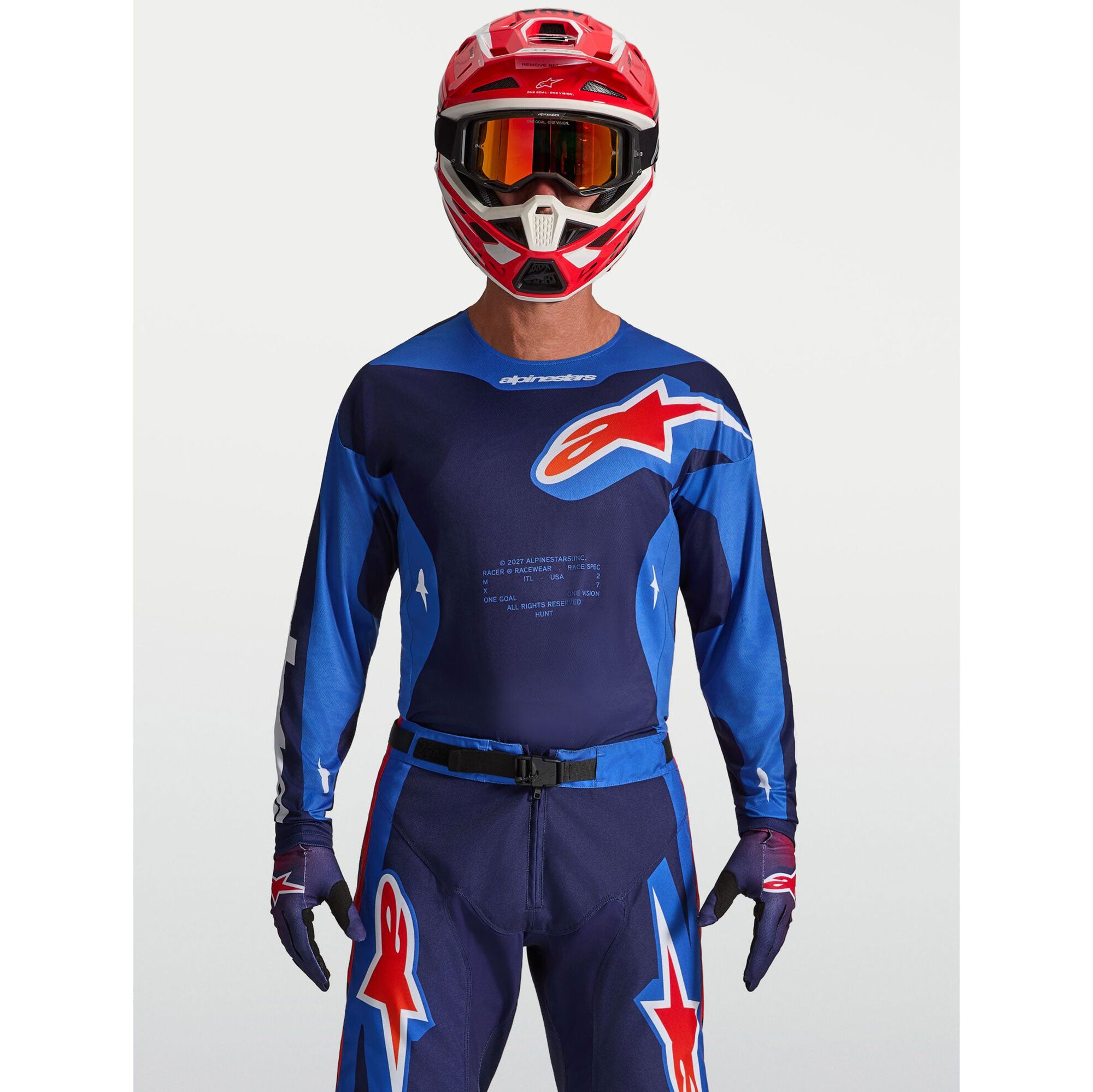Alpinestars Racer HUNT MX Kit Deal (Strong Blue/Deep Blue/Fire Red)