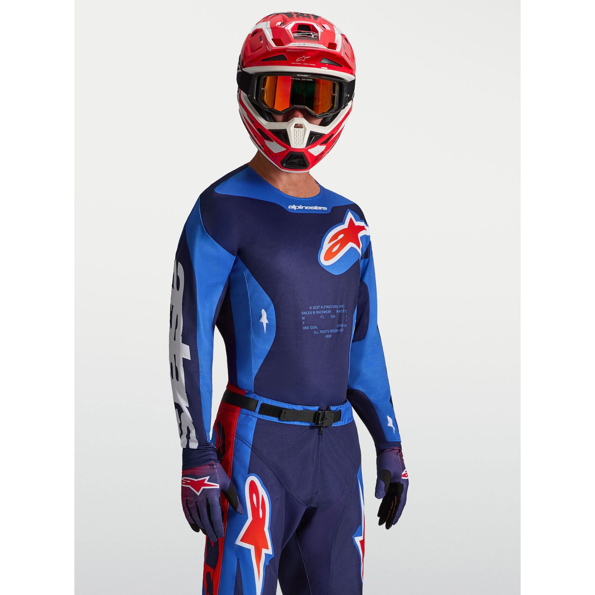 Alpinestars Racer HUNT MX Kit Deal (Strong Blue/Deep Blue/Fire Red)
