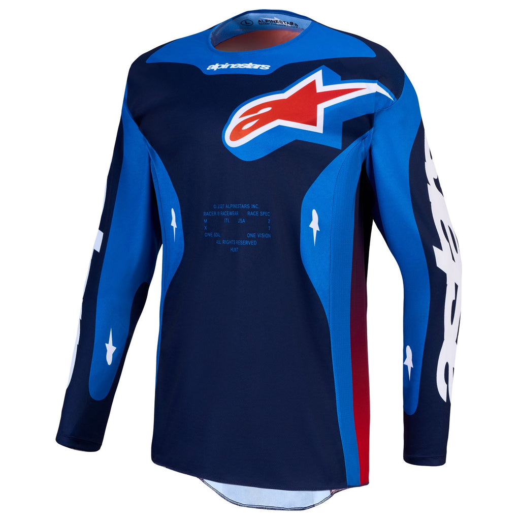 Alpinestars Racer HUNT MX Jersey (Strong Blue/Deep Blue/Fire Red)