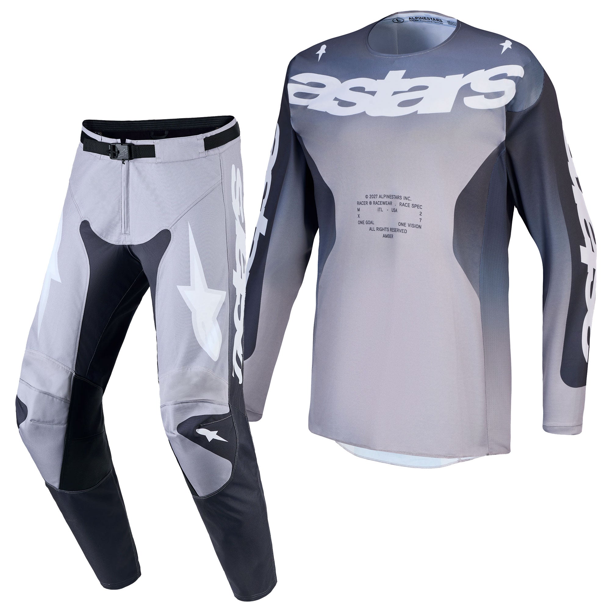 Alpinestars Racer AMBER MX Kit Deal (Graystone/Cold Grey/Light Lilac)