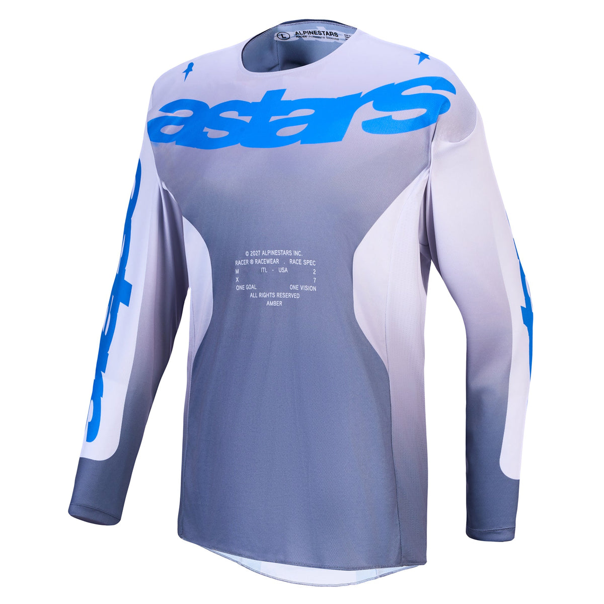 Alpinestars Racer AMBER MX Jersey (Ash Gray/Light Lilac/Ucla Blue)