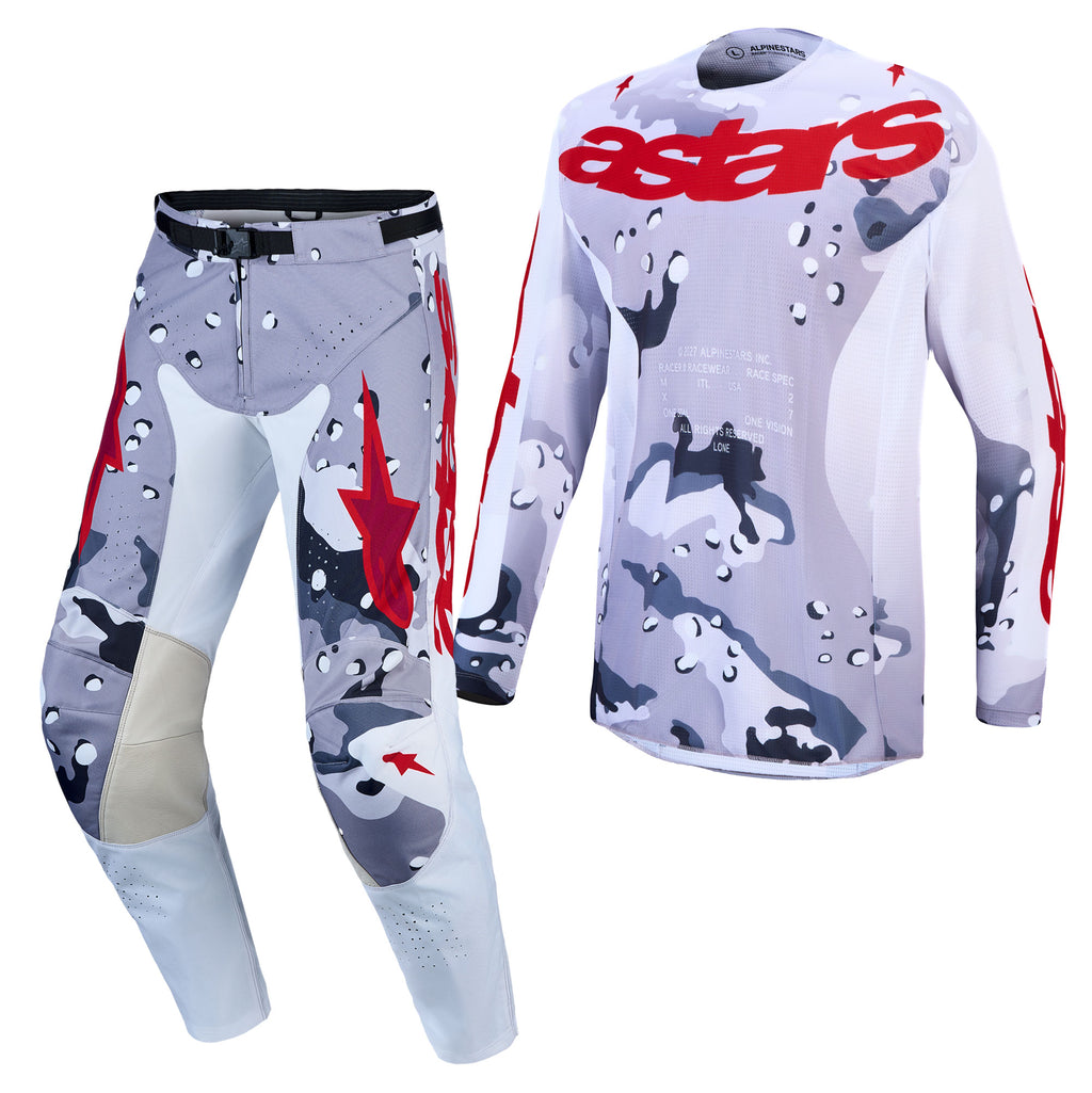 Alpinestars Racer AIR LONE MX Kit Deal (Grey Camo/White/Fire Red)