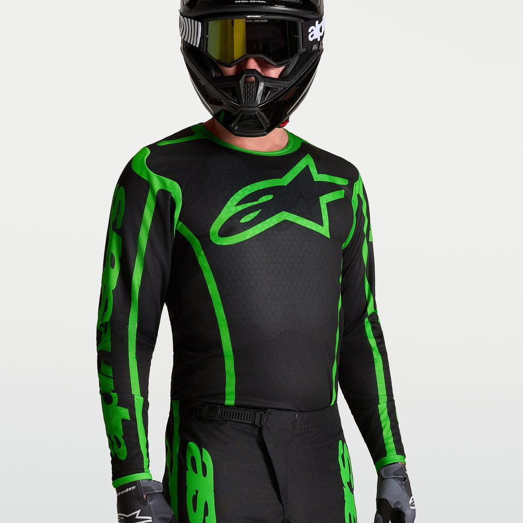Alpinestars Fluid APEX V2 MX Jersey (Black/Green Fluo)