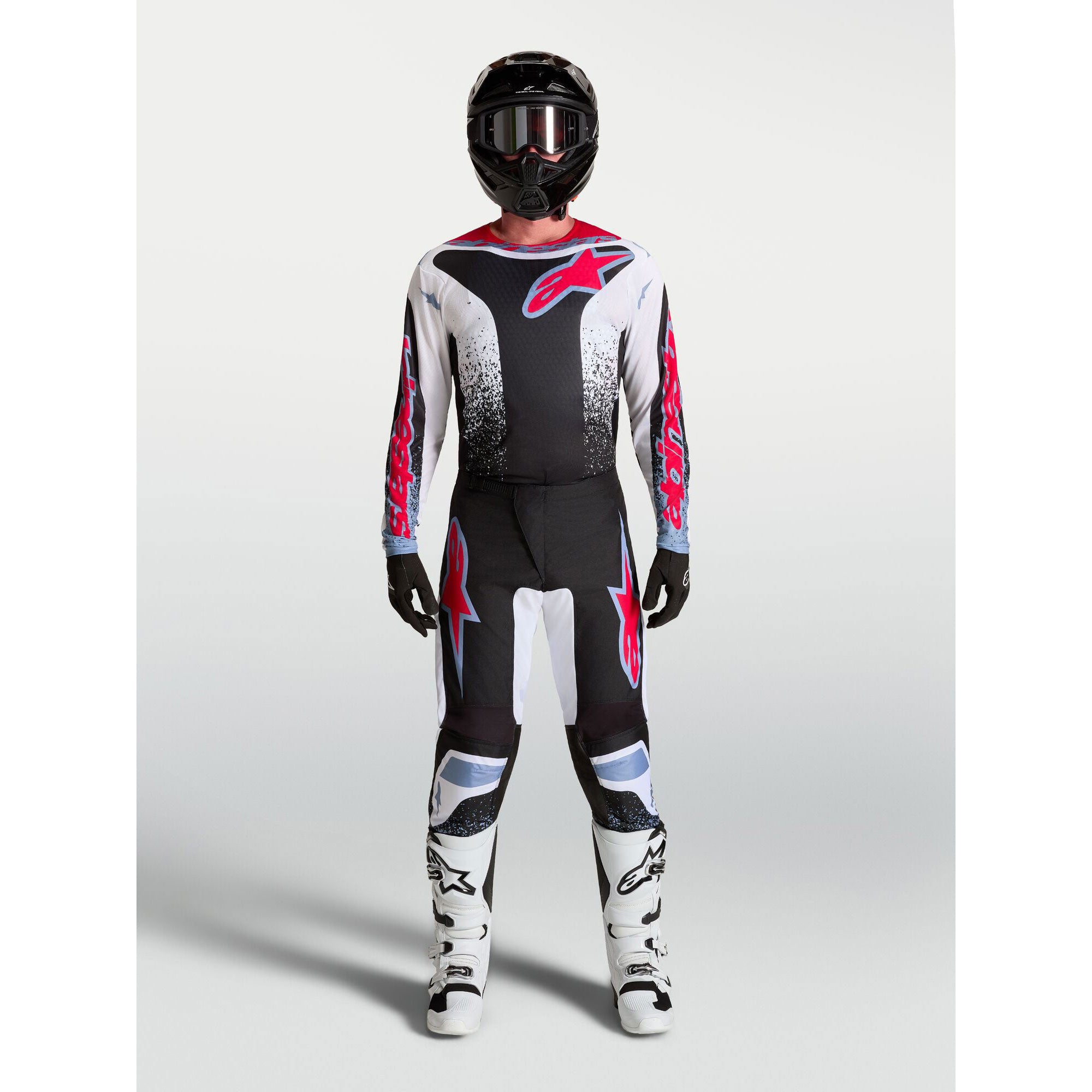 Alpinestars Fluid DRAG MX Kit Deal (Black/White/Light Blue/Red Fluo)