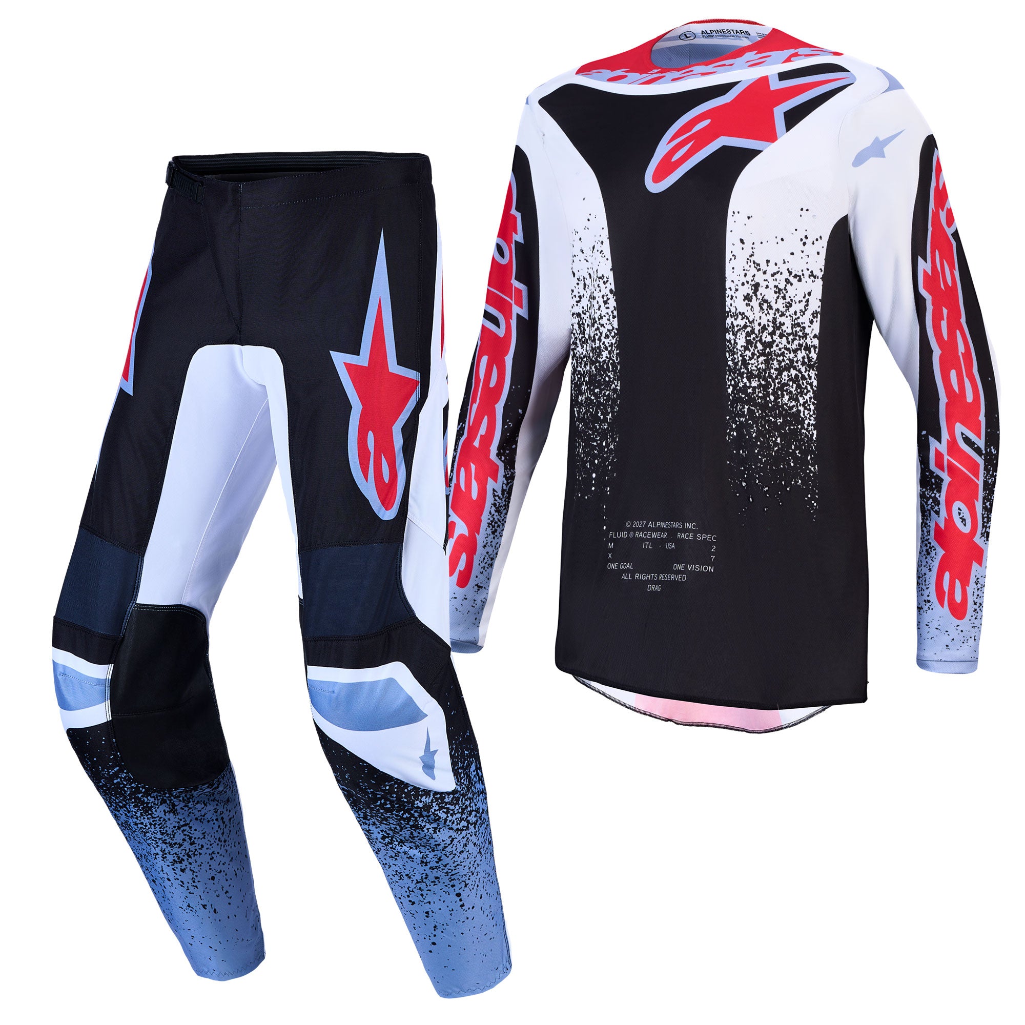 Alpinestars Fluid DRAG MX Kit Deal (Black/White/Light Blue/Red Fluo)