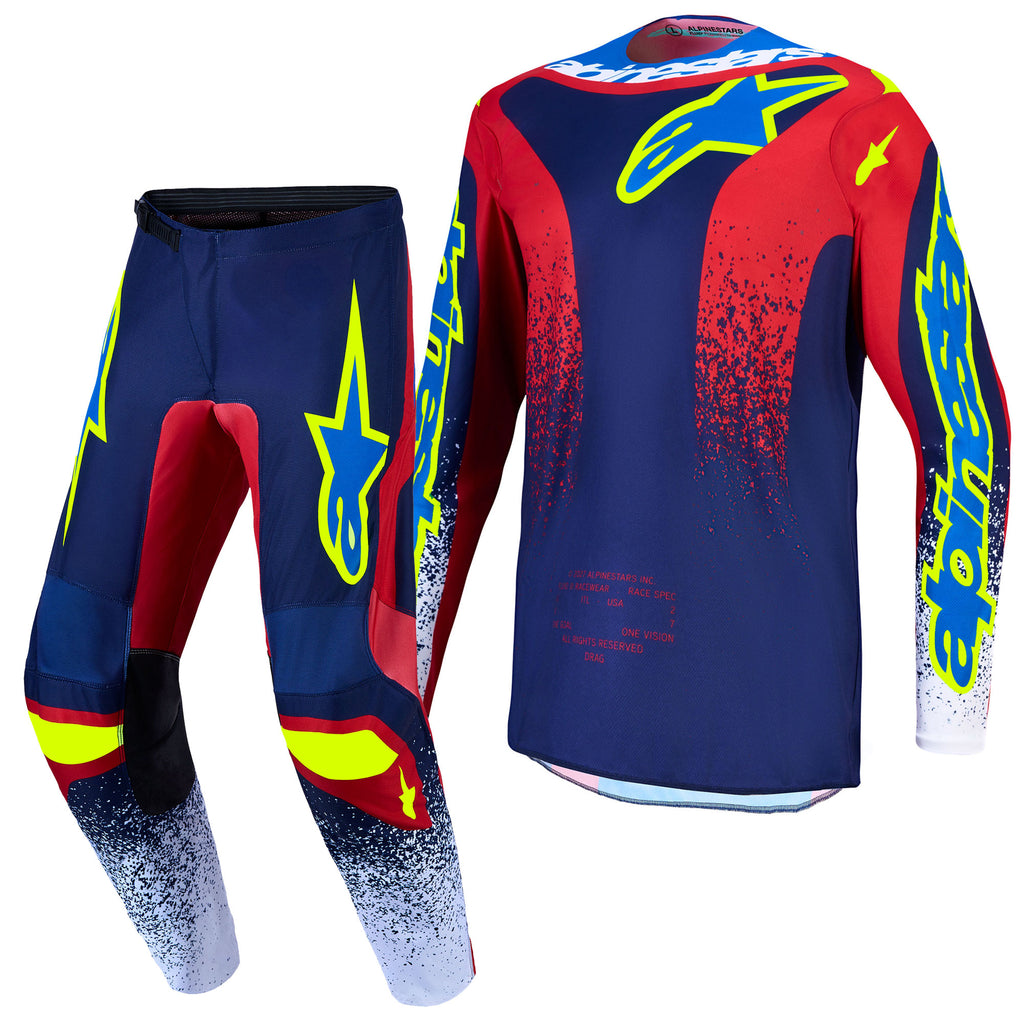 Alpinestars Fluid DRAG MX Kit Deal (Blue Navy/Fire Red/White)