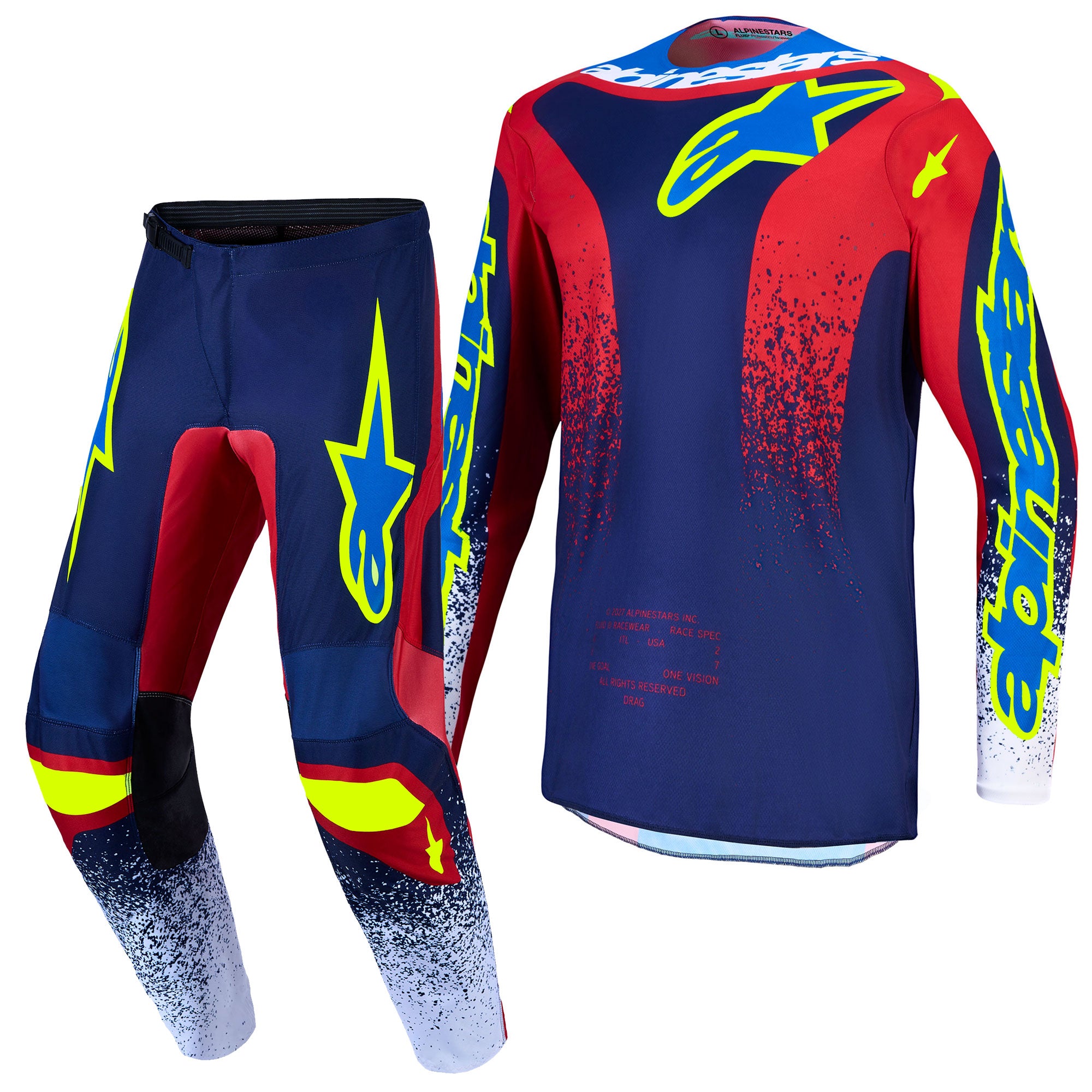 Alpinestars Fluid DRAG MX Kit Deal (Blue Navy/Fire Red/White)